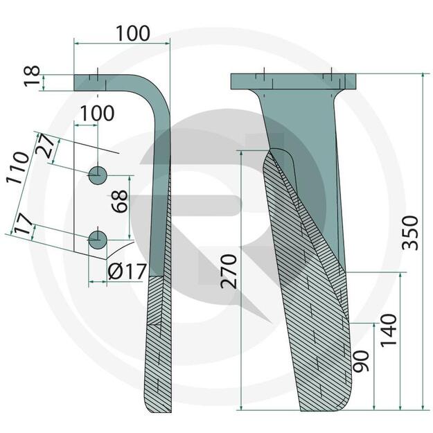 Rotary harrow tine 1